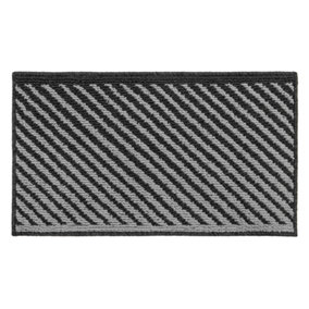 JVL Stellar Machine Washable Latex Backed Doormat, 40x70cm, Black