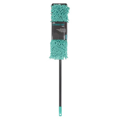 JVL Super-Absorbent Chenille Extendable Flat Floor Mop, Turquoise/Grey