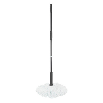 JVL Super-Absorbent Easy Twist Microfibre Floor Mop, Grey/Turquoise