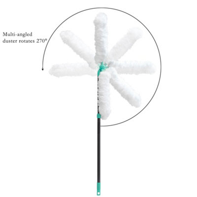 JVL Super-Absorbent Extendable Microfibre Multi-Angle Duster, Turquoise/Grey