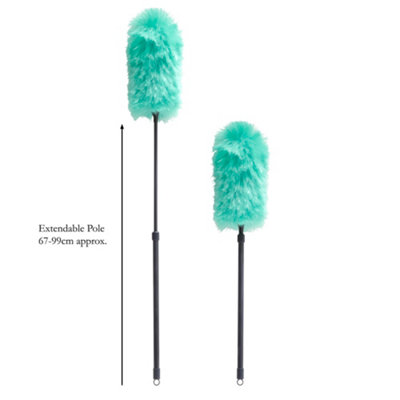 JVL Synthetic Static Duster with Extendable Pole, Turquoise/Grey