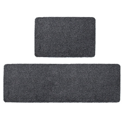 JVL Tanami Machine Washable Doormat and Runner, Charcoal