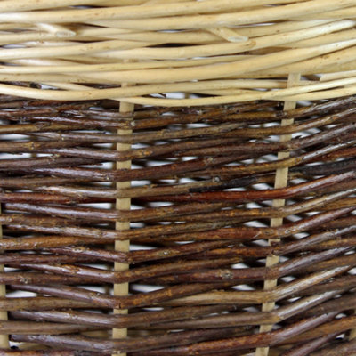 JVL Two Tone Vintage Wicker Willow Wood Log Storage Basket