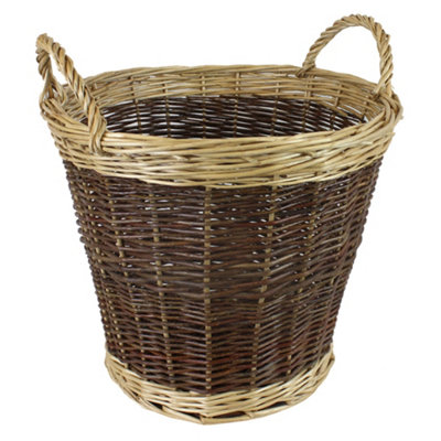 JVL Two Tone Willow Log Basket, 60 x 50cm