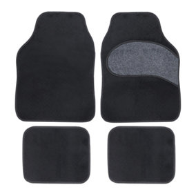 JVL Universal PVC Backed Carpet Car Mats, Endurance Set, 4 Pieces, Black/Grey
