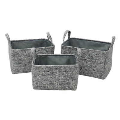 JVL Urban Set of 3 Rectangle Paper Storage Baskets with Handles