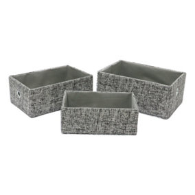 JVL Urban Set of 3 Rectangle Paper Storage Baskets