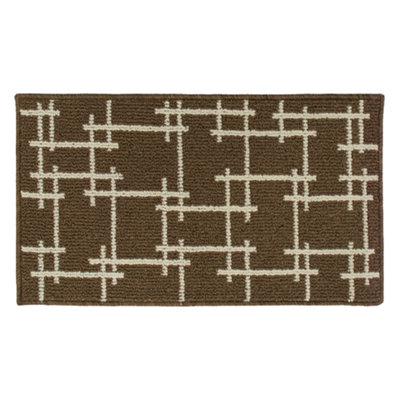 JVL Vector Machine Washable Latex Backed Doormat, 40x70cm, Brown