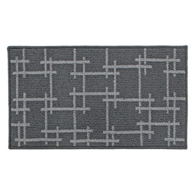 JVL Vector Machine Washable Latex Backed Doormat, 40x70cm, Grey