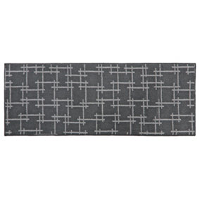 JVL Vector Machine Washable Latex Backed Runner Doormat, 57x150cm, Grey