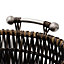 JVL Vertical Weave Oval Log Basket with Metal Handles, Brown, Medium