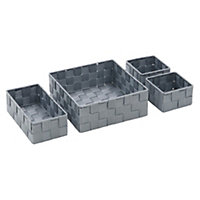 JVL Vichy Nylon Storage Baskets, Set of 4