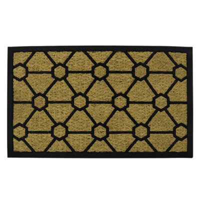 JVL Woven Coir Tuffscrape Doormat, 45x75cm, Geometric