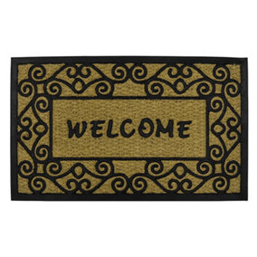 JVL Woven Coir Tuffscrape Doormat, 45x75cm, Welcome