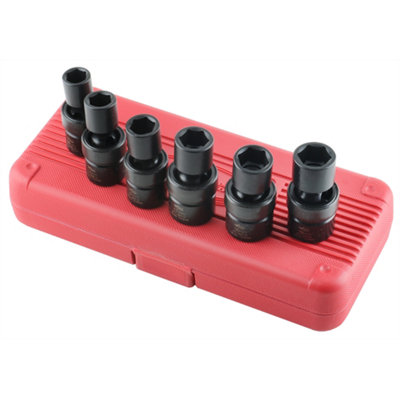 K Tool Socket Set Flex Impact 1/2 Dr 6 Point Mtr 13-19Mm 6Pc