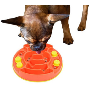 K9 Pursuits Dog Slow Feeder Food Bowl & Treat Interactive Game Forage Orange
