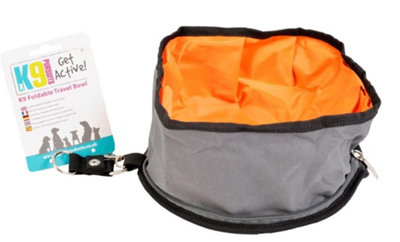 K9 Pursuits Pet Dog Cat Foldable Travel Food & Water Bowl Portable Grey