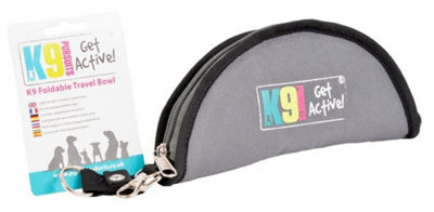 K9 Pursuits Pet Dog Cat Foldable Travel Food & Water Bowl Portable Grey