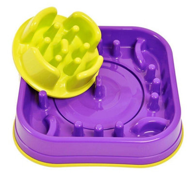 K9 Pursuits Pet Dog Slow Feeder Food Bowl and Interactive Game Switcher Purple