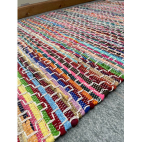 KADAM Geometric Rainbow Rug Stitch Reversible - L90 x W150 - Multicolour