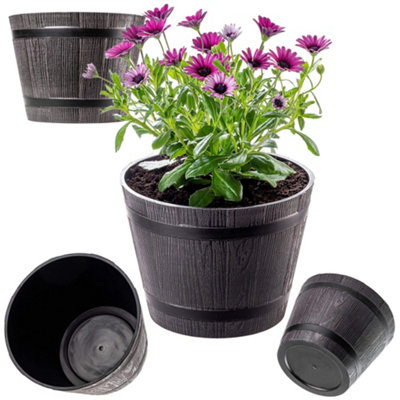 KADAX Barrel Planter, Plastic Plant Pot for Indoor and Outdoor Use ...