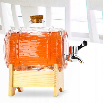 vat met kraan, vatvormige drankdispenser van glas, tapkraan
