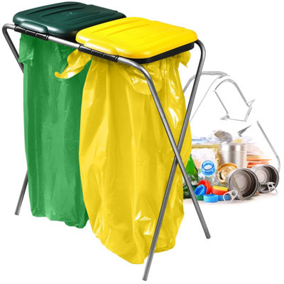 KADAX Bin Bag Stand, Metal Garbage Bag Holder with Plastic Lid, Tall ...
