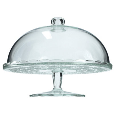 KADAX Taartstandaard van glas, taartstandaard met voet, ronde taartplaat voor muffin, koekjes, desserts, verjaardag, feest, platte standaard voor bruiloft, transparant taartbord (rond