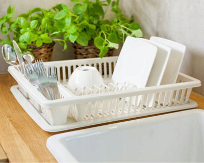 KADAX DISH DRAINER, PLASTIC DISH DRYING RACK WITH DRIP TRAY, DRAINING ...