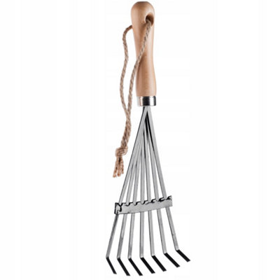 KADAX Hand Rake, Small Metal Rake with Wooden Handle for Gardening (7 ...