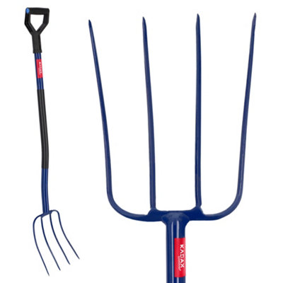 KADAX Hay Fork with Metal Handle Steel Fork Digging Fork with D Handle ...