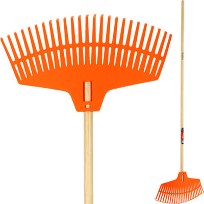KADAX Leaf Rake, Garden Rake with Wooden Handle and Wide Plastic Head ...