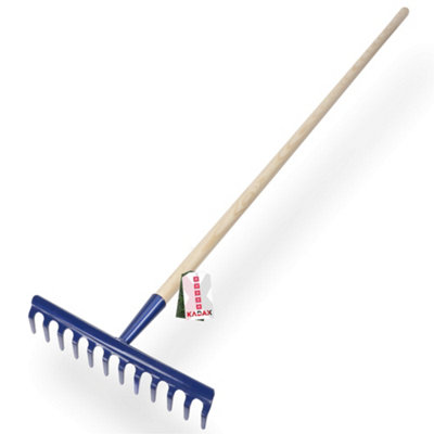 KADAX Metal Rake with Long Wooden Handle, Heavy Duty Rake for Soil ...