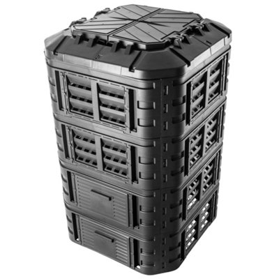 KADAX Modular Compost System, Plastic Composter with Press Studs, Black ...