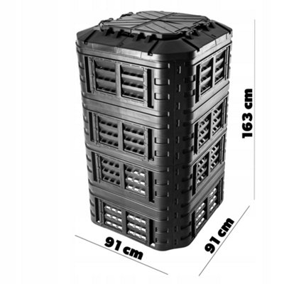 KADAX Modular Compost System, Plastic Composter with Press Studs, Black ...