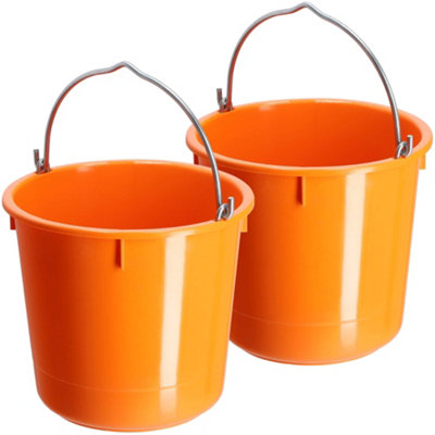 KADAX Plastic Bucket 12L, Large Orange Builders Bucket with Metal ...