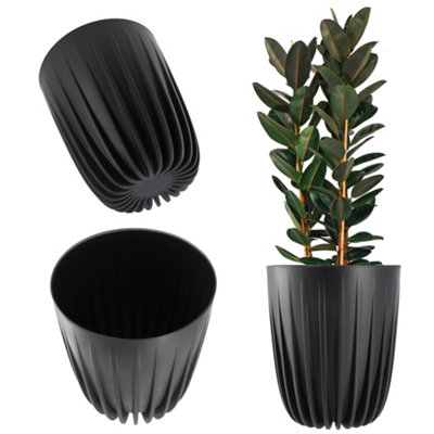 KADAX Plastic Flower Pot, Plant Pot with Geometric Modern Pattern ...