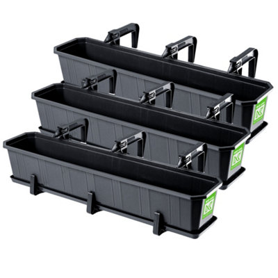 KADAX Plastic Window Box, Rectangular Outdoor Planter with Saucer and ...