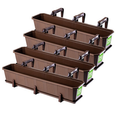 KADAX Plastic Window Box, Rectangular Outdoor Planter with Saucer and ...