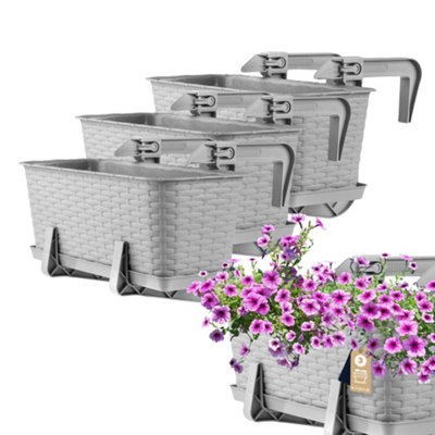 KADAX Rattan Window Box, Rectangular Outdoor Planter with Saucer and ...