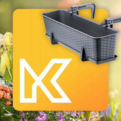 KADAX Rattan Window Box, Rectangular Outdoor Planter with Saucer and ...