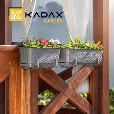 KADAX Rattan Window Box, Rectangular Outdoor Planter with Saucer and ...