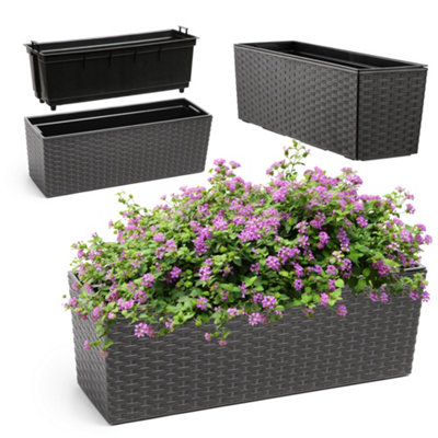 KADAX Rectangular Planter 18.5 x 56 cm, Outdoor Long Plastic Window Box ...