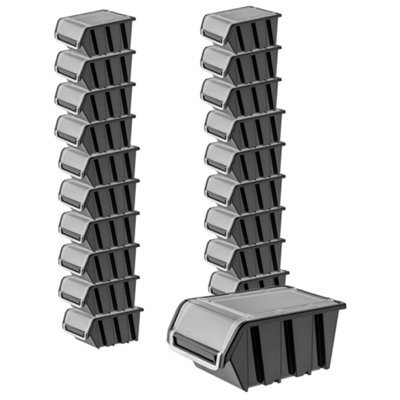 KADAX STACKING BOXES, PLASTIC TOOL ORGANISER WITH LIDS, DURABLE STORAGE ...