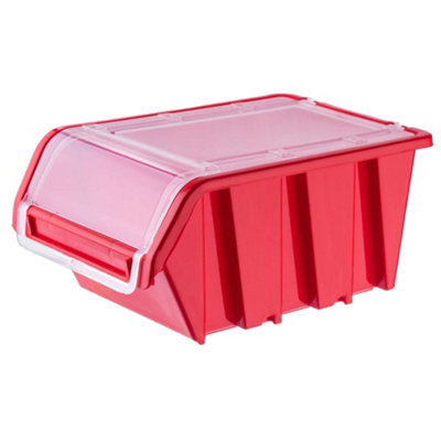 KADAX Stacking Boxes, Plastic Tool Organiser with Lids, Durable Storage ...