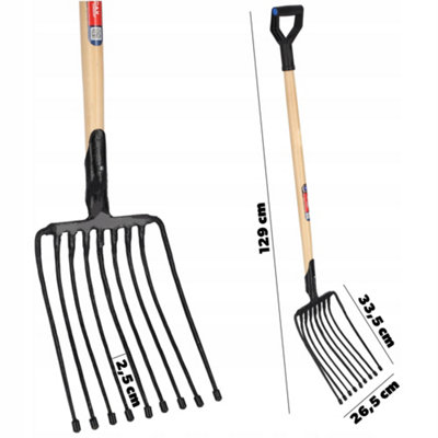 KADAX Steel Potato Fork, D-Handle Turnip Fork, Wooden Handle Fork, Rake ...