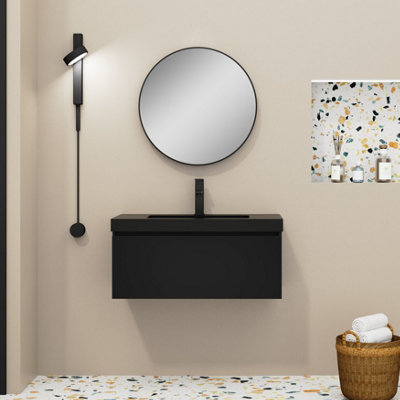 Kaduro 800mm Wall Hung Vanity Unit - Matt Black