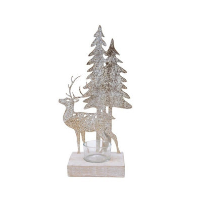 Kaemingk Iron Christmas Tree Tealight Holder White/Gold (One Size)