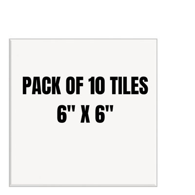 Kai 6" x 6" White Ceramic White Gloss Wall Tiles Bathroom & Kitchen ...