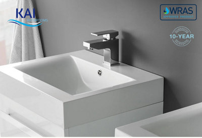 Kai Bathrooms Brooklyn Block Chrome Mono Basin Mixer Including Basin Waste